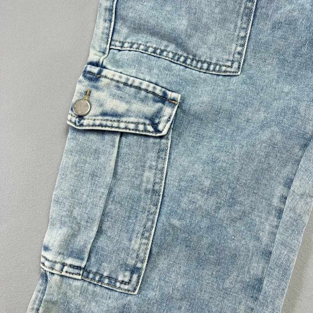 NVFelix Jeans Womens XS Blue Denim Cotton Mid Rise Cargo Pockets Straight Leg